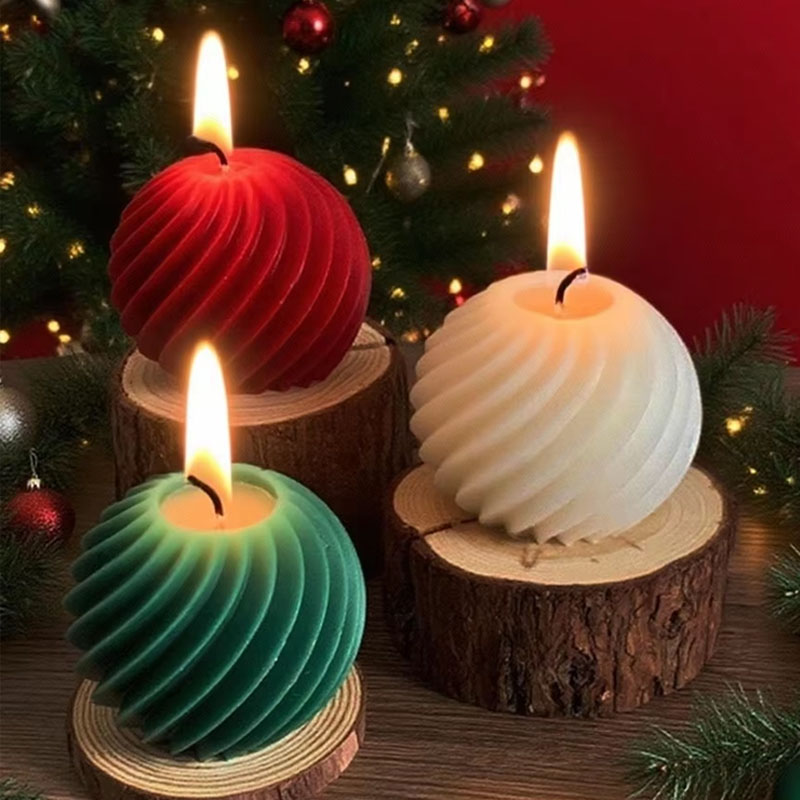Xmas Candle Making - Spiraalstreep Bal Siliconen Kaars Schimmel DIY