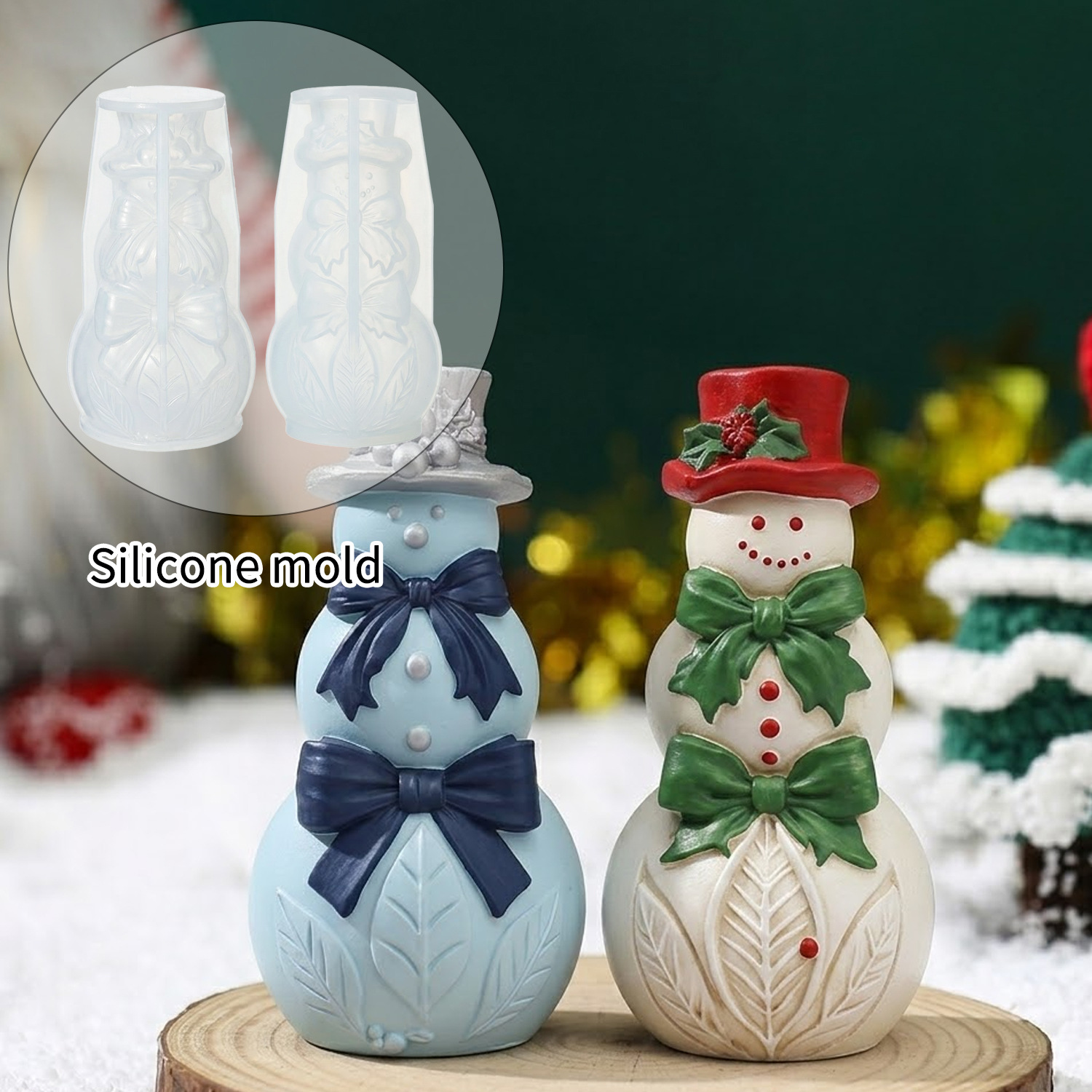 Xmas Candle Making - 3D Boog Sneeuwpop Siliconen Mal Kerstversiering