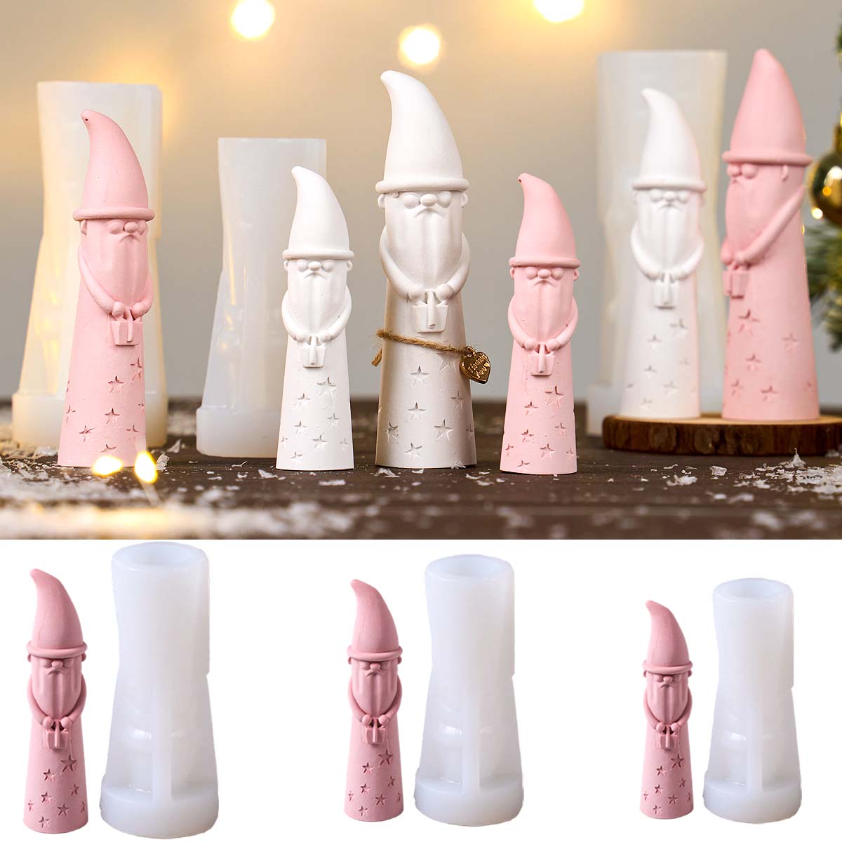 Xmas Candle Making - Kerstornament Gnome siliconen mal gezichtsloze kerstman