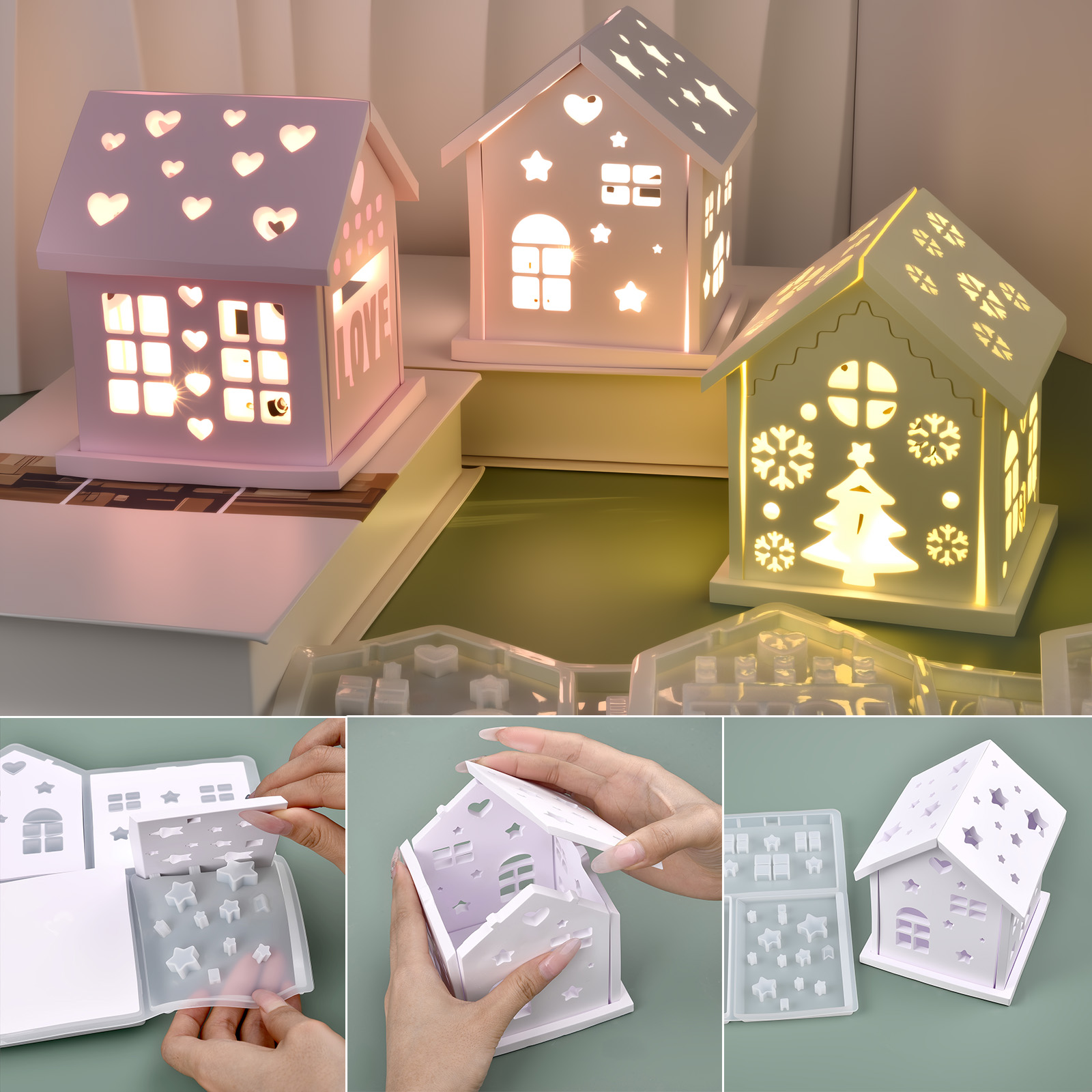 Candle Making Tools - 3D Huis Siliconen Mal DIY Kerstboom