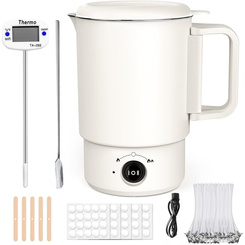 Candle Making Vessels - A47U Elektrische Wasmeltpotset Met Thermometer 800ML