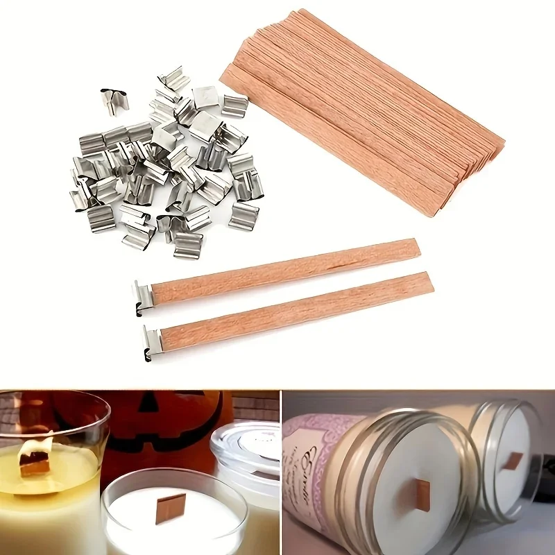 Wood Wick Crackle - 1-5 Zakjes Houten Kaarslonten met Metalen