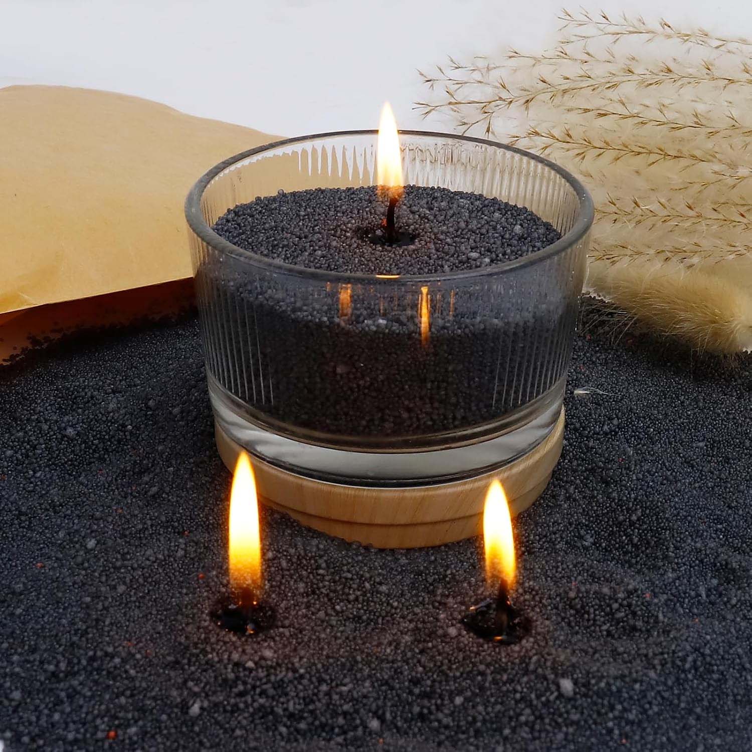 Candle Making Experience - Zwarte kaarszand met lont, 200g met